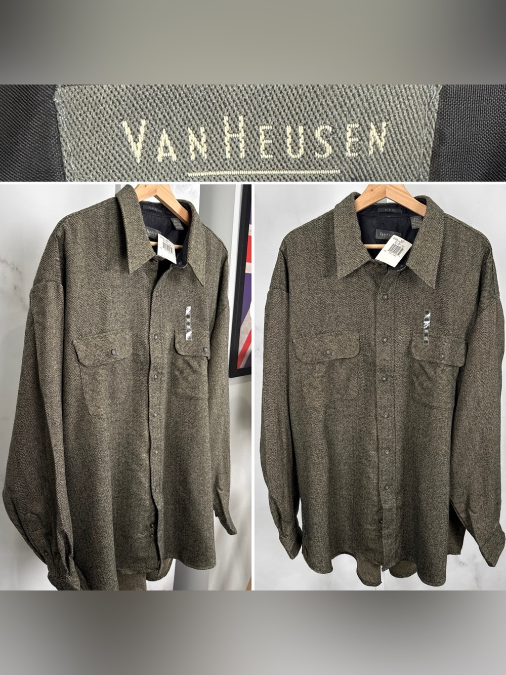 Van Heusen C.P.O. Men’s Acrylic Woven Button Up Shirt Size 18-18.5 XXL NEW